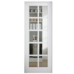 28 in. x 80 in. 10-Lite Clear Glass Left Handed White Solid Core MDF Prehung Door with Quick Assemble Jamb Kit