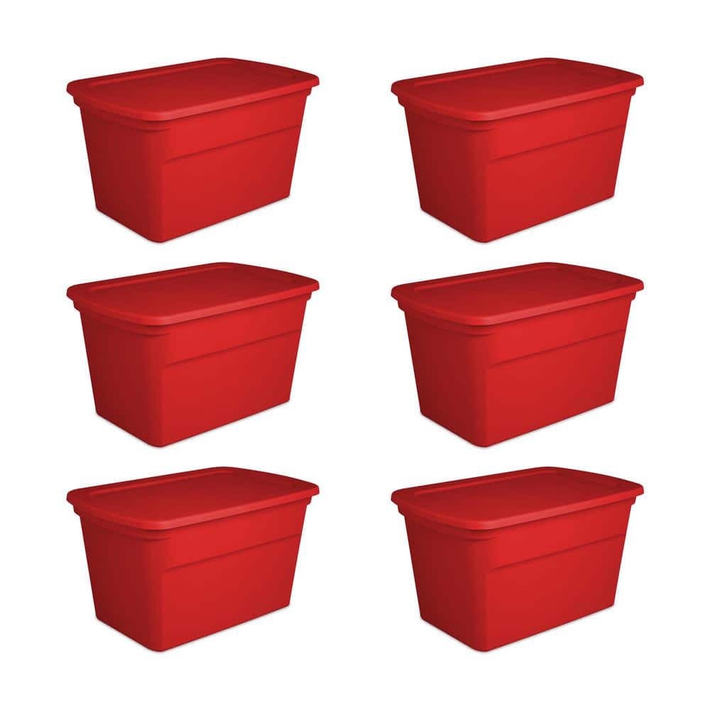 Sterilite 30 Gal. Durable Stacking Seasonal Storage Bin, Red (6-Pack) 6 x  17366606 - The Home Depot