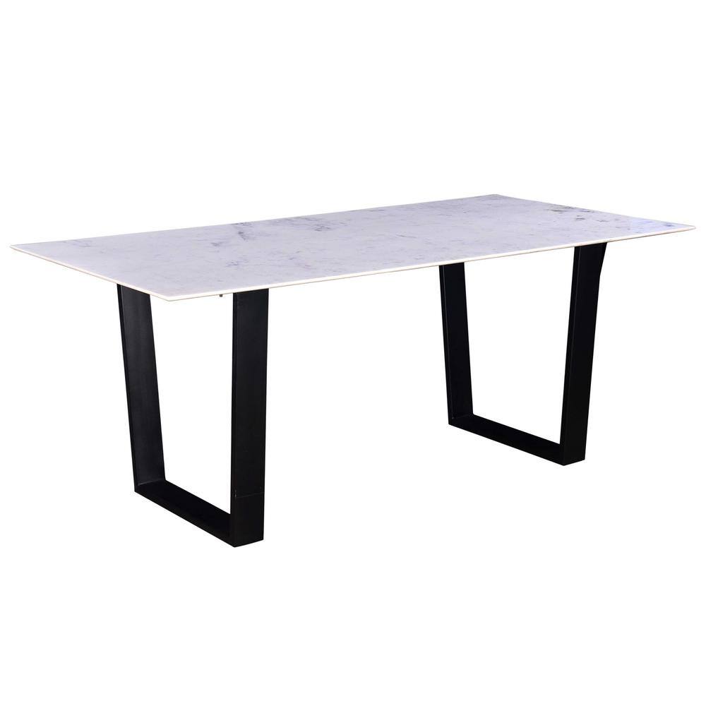PRIMO INTERNATIONAL Juno 72 in. Marble Rectangle Dining Table w/ Black