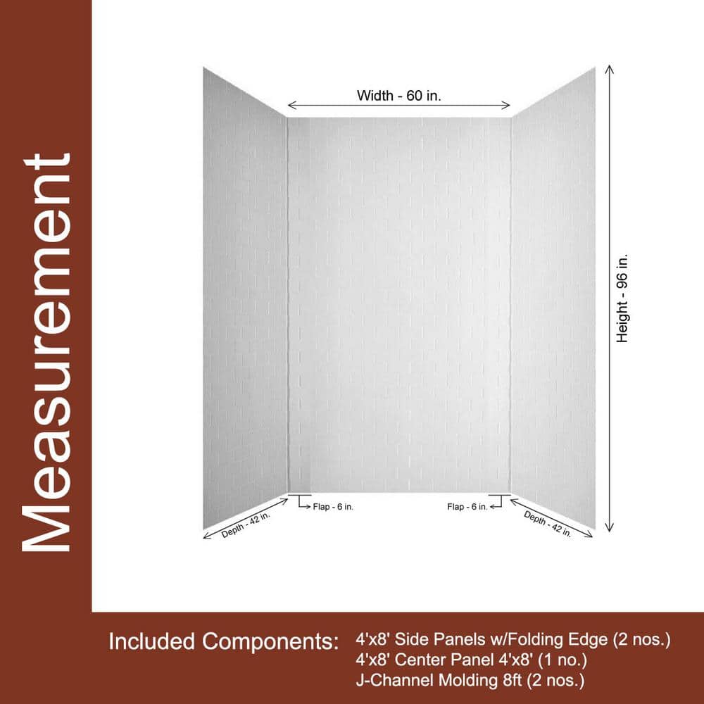 Gloss White PVC Subway Tile Tub and Shower Wall Panels