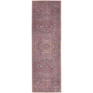57 Grand Machine Washable Brick 2 ft. x 8 ft. Bordered Traditional Kitchen Runner Area Rug