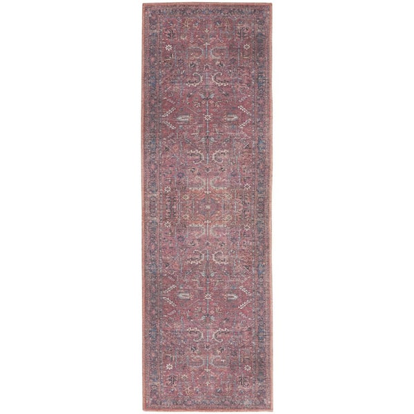 57 GRAND BY NICOLE CURTIS 57 Grand Machine Washable Brick 2 ft. x 8 ft. Bordered Traditional Kitchen Runner Area Rug