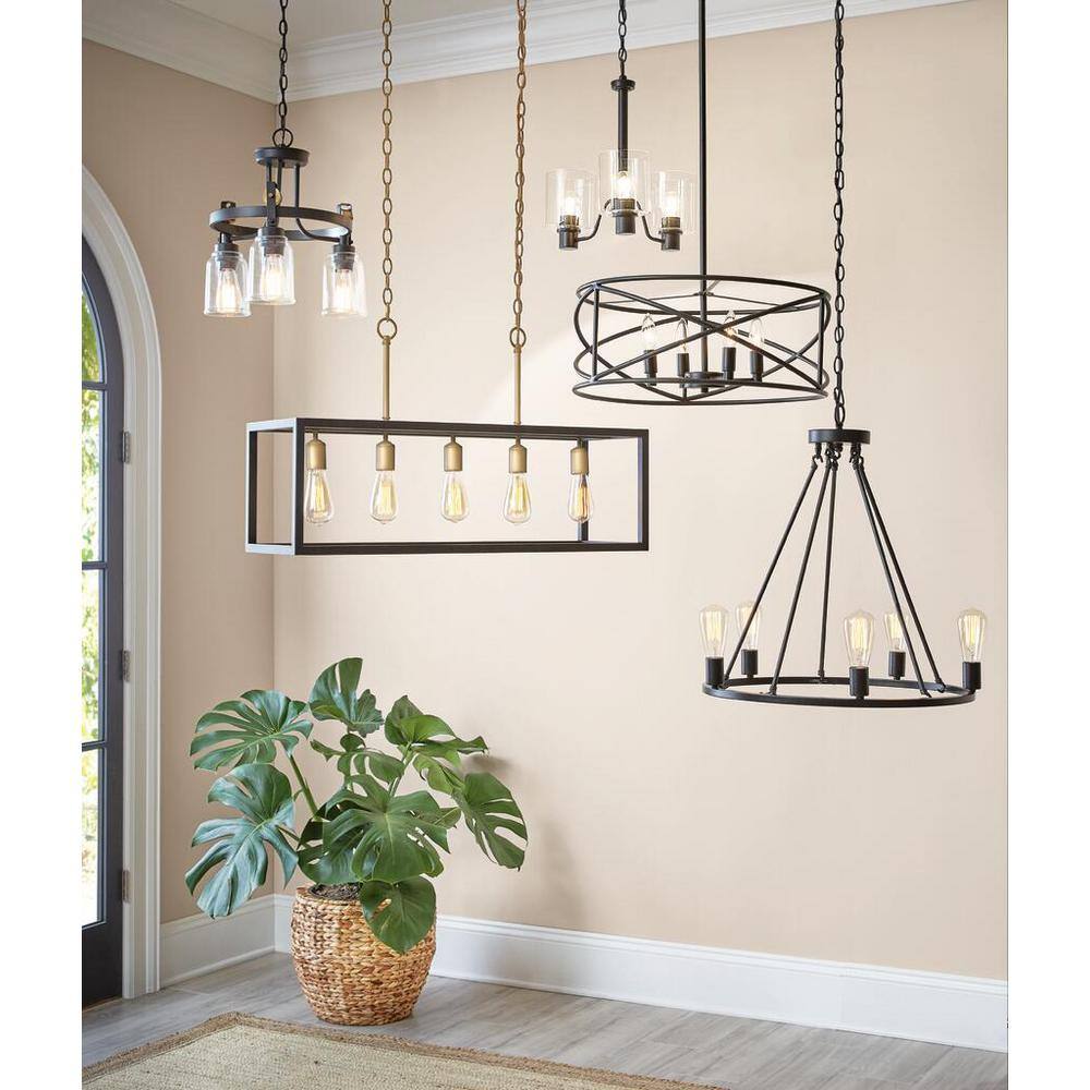 Allier 6-Light Weathered Oak Wood & Antique Iron Chandelier