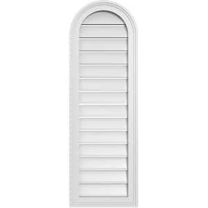 14 in. x 42 in. Round Top White PVC Paintable Gable Louver Vent Functional