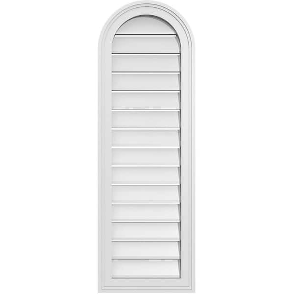 Ekena Millwork 14 in. x 42 in. Round Top White PVC Paintable Gable Louver Vent Functional