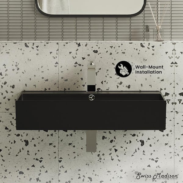 Claire 22 in. Ceramic Rectangle Wall Mounted Bathroom Sink in Matte Black