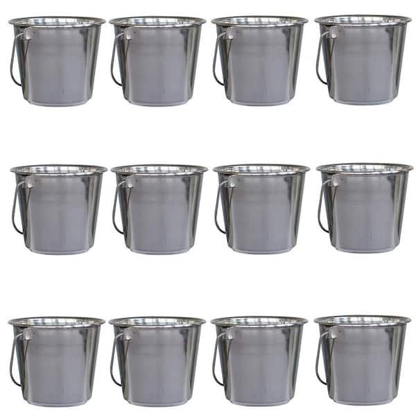1 Qt. Stainless Galvanized Steel Bucket with Stainless Steel Handle (12-Pack)