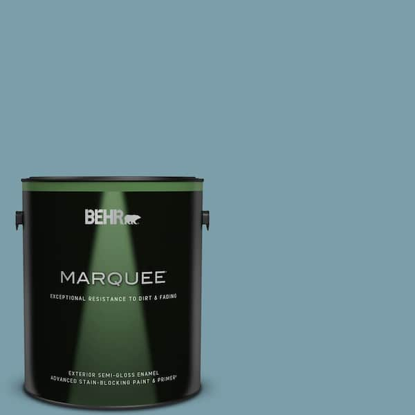 BEHR MARQUEE 1 gal. #S470-4 Dolphin Blue Semi-Gloss Enamel Exterior Paint & Primer