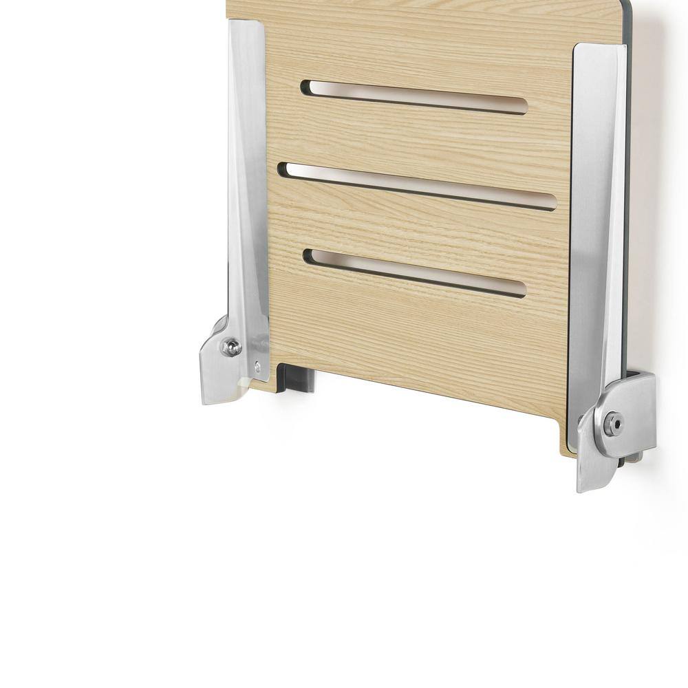 Urban Chic Teak Folding Wall Mount Shower Bench with Silver Frame