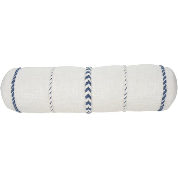 Mina Victory Lifestyles Blue Stripe 20 in. x 6 in. Bolster Throw Pillow