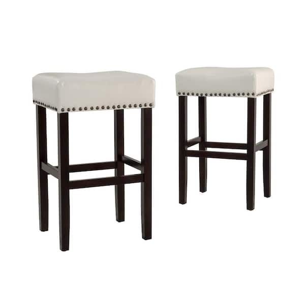 Ivory Leather Counter Height Stools On, Lopez Ivory Leather Counter Stools