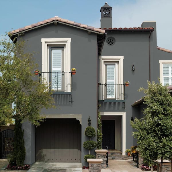 BEHR - 5 gal. #PPU25-18 Shutter Gray Flat Masonry, Stucco and Brick Interior/Exterior Paint