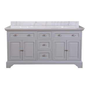Sadie 67 in. W Dove Gray Double Bath Vanity with Natural White Marble Vanity Top with Undermount Sinks