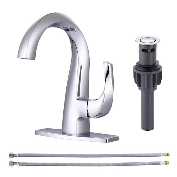 ARCORA Single-Lever Handle Single-Hole Bathroom Faucet with Deckplate Included in Matte Black