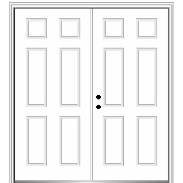 MMI Door 72 in. x 80 in. Classic Right-Hand Inswing 6-Panel Painted Fiberglass Smooth Prehung Front Door with Brickmould