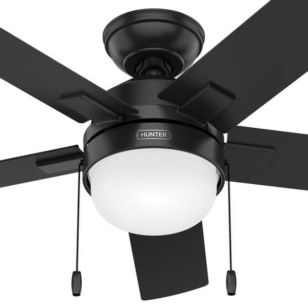 Hunter Zeal 44 in. Matte Black Indoor Ceiling Fan with Light Kit