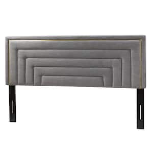 Egmont 81 in. W Grey Upholstered Tufted Height Adjustable Headboard