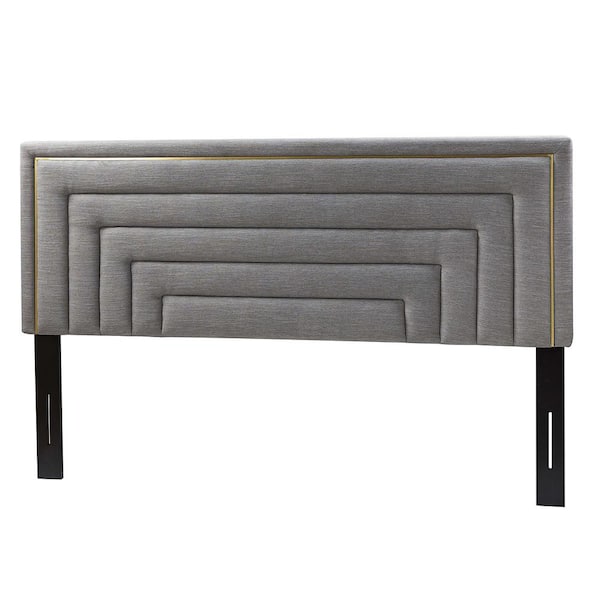 JAYDEN CREATION Egmont 81 in. W Grey Upholstered Tufted Height Adjustable Headboard