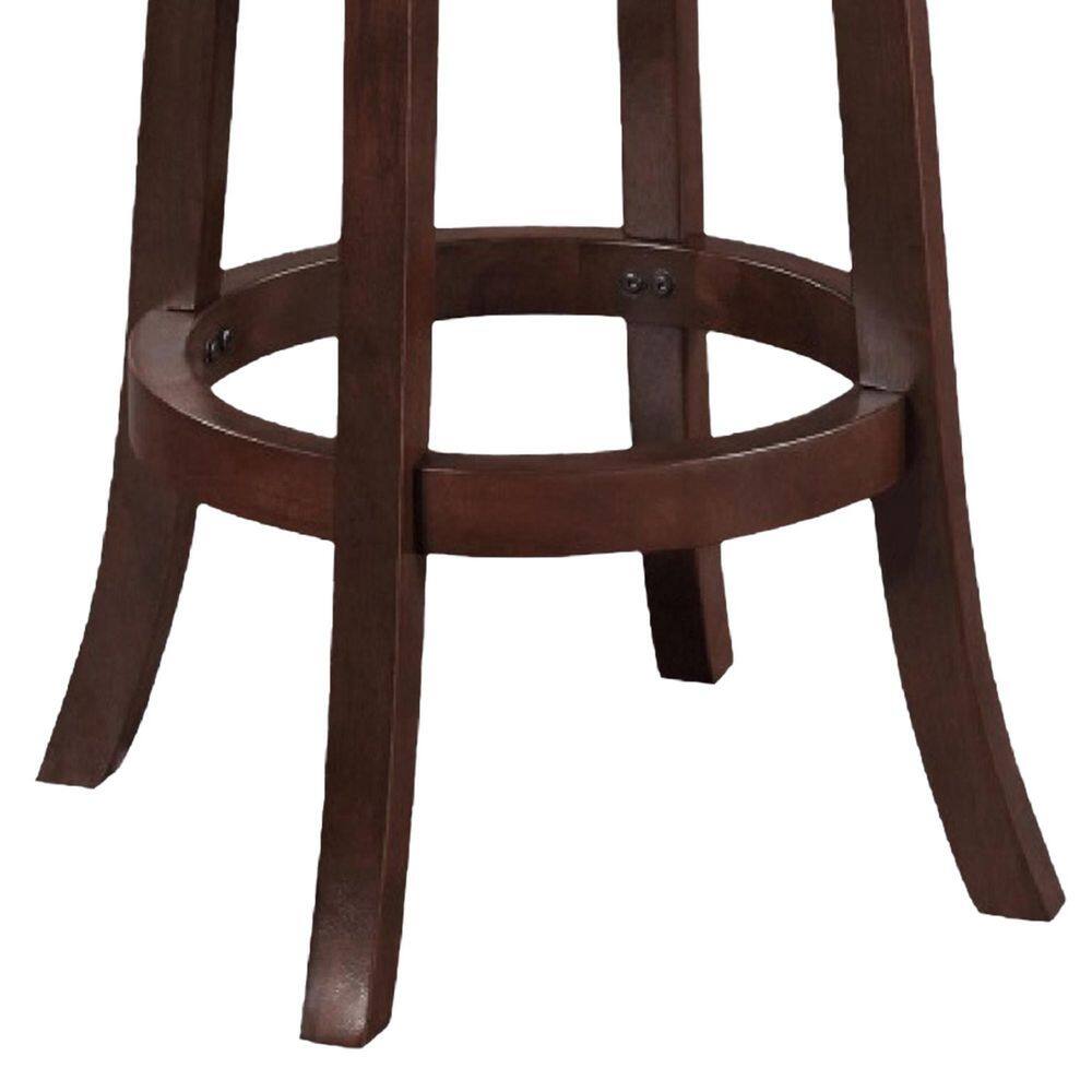 Espresso Swivel Adjustable Backless Barstool in Faux Leather and Wood