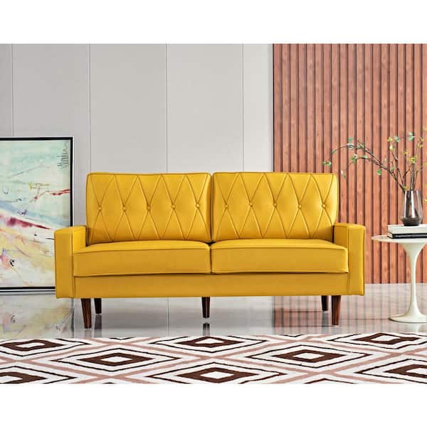 Faux Leather Straight 3 Seater Sofa