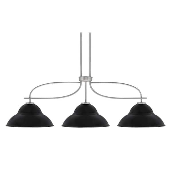 Olympia 14.25 in. 3-Light Chandelier Graphite Matte Black Metal Shade