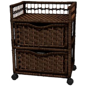 2-Drawer Mocha Wheeled Natural Fiber Trunk