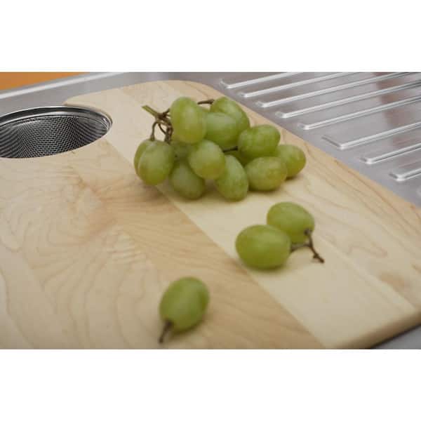 Maple Cutting Board with Removable Mesh Strainer