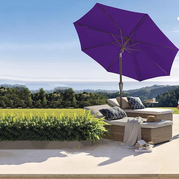 dark purple patio umbrella Market | Wind Resistant, Heavy-Duty Aluminum Frame, Reinforced Fiberglass Ribs | Commercial Grade | Sunbrella Bengali x 14.5 ft Rebrilliant 9FT Outdoor Patio Market