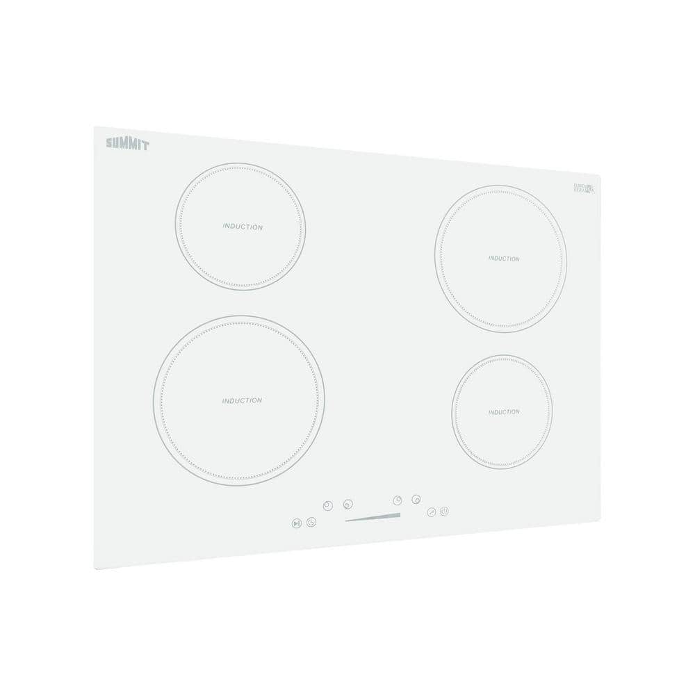 30" White Ceramic Glass 4-Burner Induction Cooktop