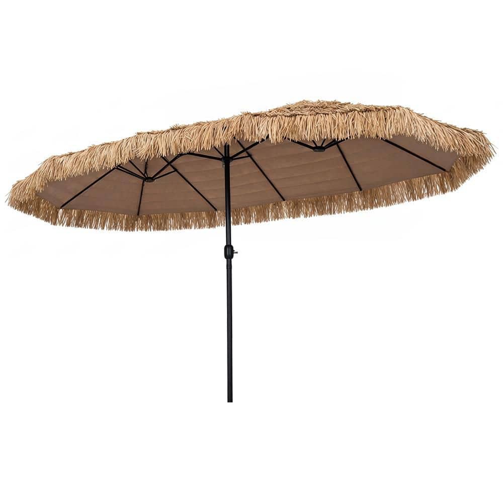 15 x 9 FT Double-sided Thatched Tiki Patio Umbrella Extra-Large Tropical Palapa in Brown price history on PriceWatchPro