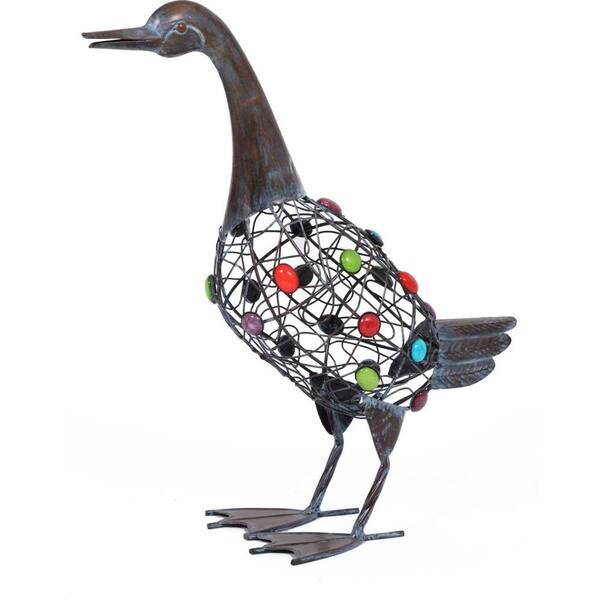 La Hacienda 18.1 in. H x 16.9 in. W x 7 in. D Brown Beaded Standing Duck