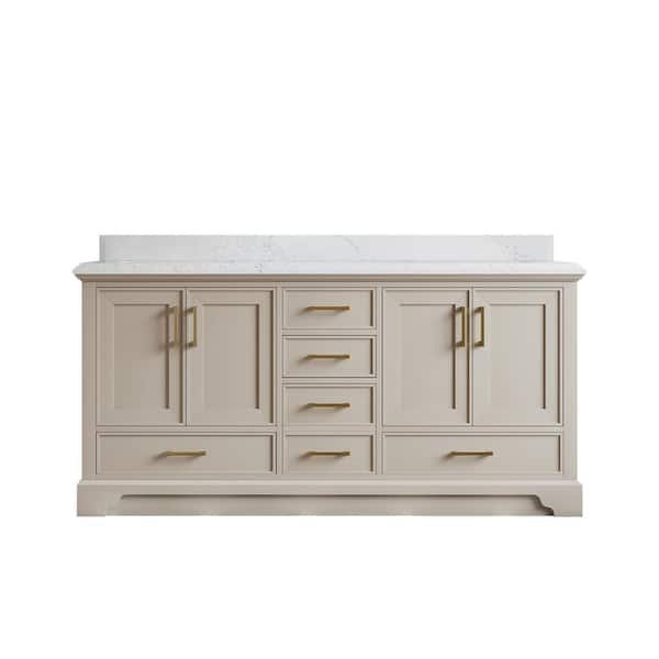 Willow Collections Charlotte 72 in. Double Sink Freestanding Fine Grain Bath Vanity with Empira White Qt. Top Unassembled