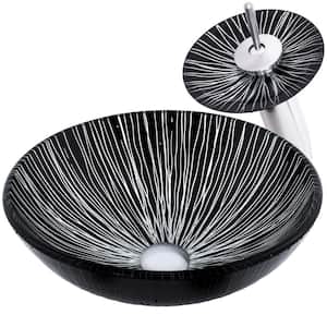 Vessel Sink in Black with Faucet in Chrome