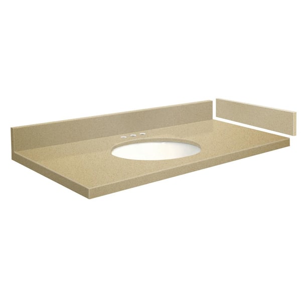 Transolid 43 in. W x 22.25 in. D Quartz Vanity Top in Nature's Path with Widespread with White Basin