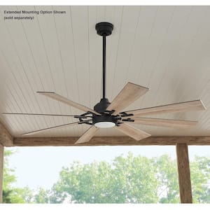 Makenna 60 in. Indoor/Outdoor Matte Black Ceiling Fan with Integrated LED with Light Kit, DC Motor and Remote