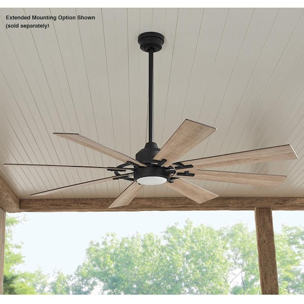 Outdoor Led Matte Black Ceiling Fan, Outdoor Ceiling Fan Mounting Box