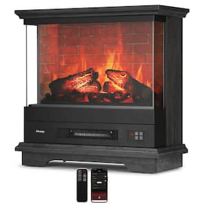 Firelake 27 in. WiFi-Enabled Electric Convection Fireplace Heater with Crackling Sounds with Mantel, 1400W, Black
