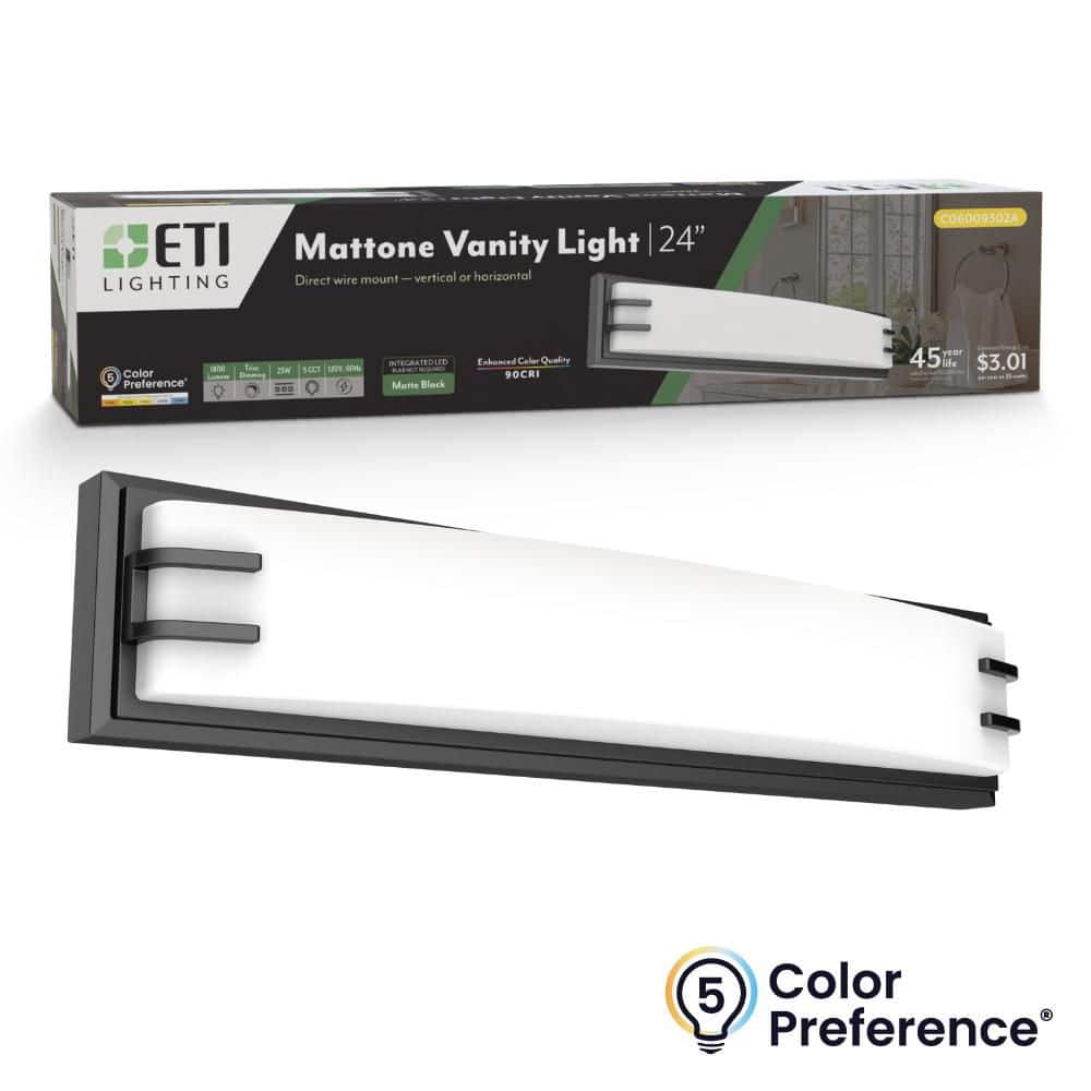 24 in. MATTONE Matte Black LED Vanity Lighting Fixture 25-Watt 1800 Lumens 2700K-5000K Dimmable Modern price history on PriceWatchPro
