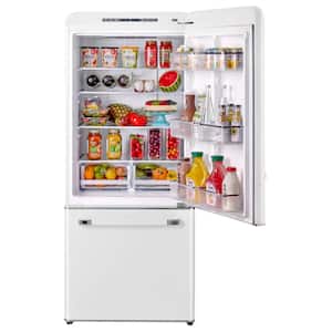 Classic Retro 30 in 17.7 cu. ft. Frost Free Retro Bottom Freezer Refrigerator in Marshmallow White, ENERGY STAR