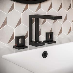 Pierre 8 in. Widespread Double Handle Bathroom Faucet in Matte Black