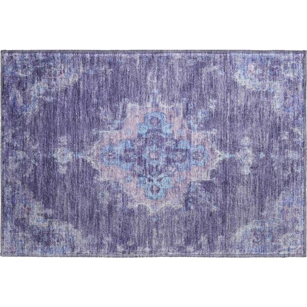 Mayfield Premium Machine Washable Abstract AMF2321 Purple 2 ft. x 3 ft. Accent Rug