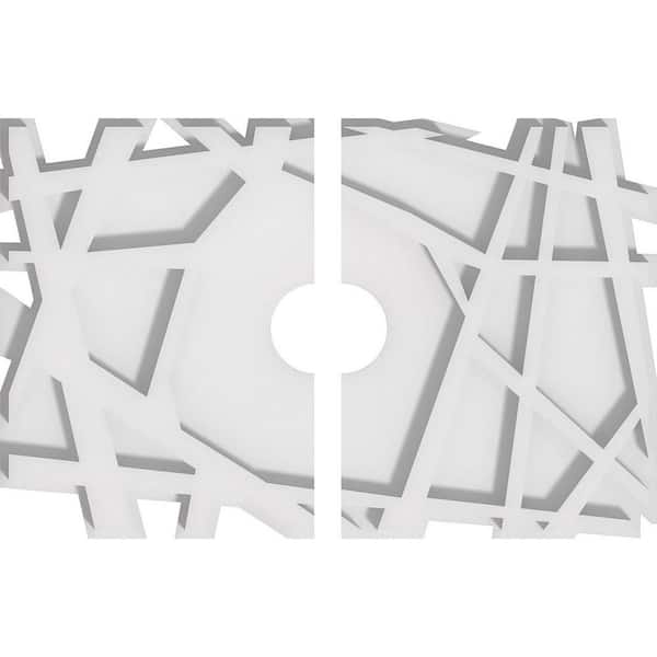 Ekena Millwork 14 in. W x 9-3/8 in. H x 2 in. ID x 1 in. P Novo Architectural Grade PVC Contemporary Ceiling Medallion (2-Piece)