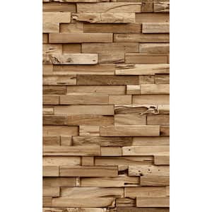 Beige Rustic Wood Look Textured Printed Non-Woven Paper Non Pasted Textured Wallpaper 57 Sq. Ft.