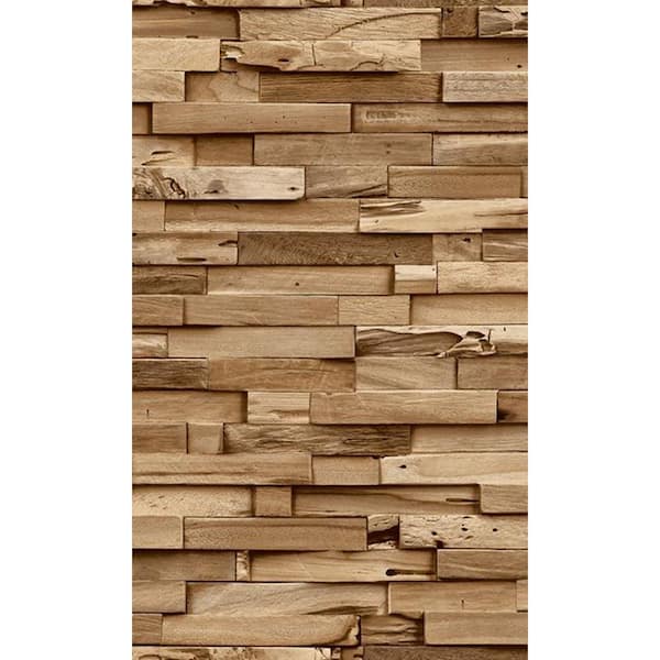Walls Republic Beige Rustic Wood Look Textured Printed Non-Woven Paper Non Pasted Textured Wallpaper 57 Sq. Ft.