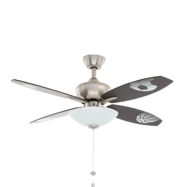 Indoor Brushed Nickel Ceiling Fan W/ Light Kit 874228 Hampton Bay Maris 44 in 