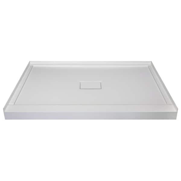 Transolid Linear 34 in. L x 48 in. W Single Threshold Alcove Shower Pan Base with a Center Drain in Grey