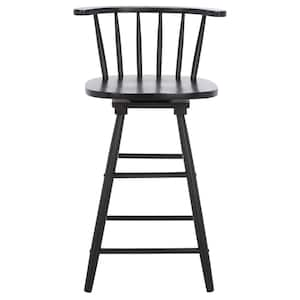 Ray 25 in. Black Low Back Wood Frame Swivel Counter Stool