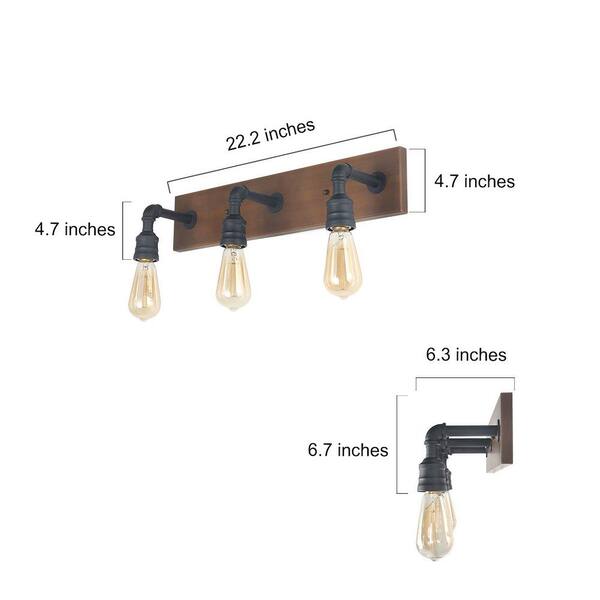 Farmhouse Water Pipe Wall Sconces(3 Heads LNC A03376 Bathroom Vanity Lights Farmhouse Water Pipe Wall Sconces(3 Heads LNC A03376 Bathroom Vanity Lights
