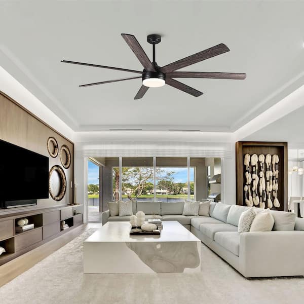 Avex 72 in. Black Standard Downrod Mount Ceiling Fan with Remote Control and Dimmable Integrated LED