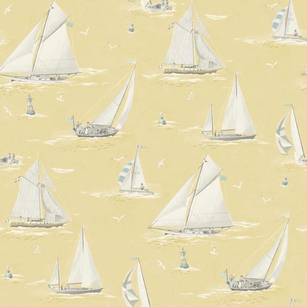 Chesapeake Leeward Yellow Sailboat Matte Paper Pre-Pasted Wallpaper